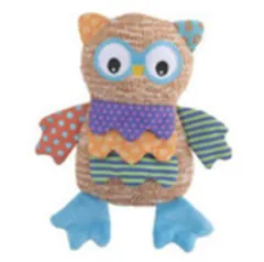 HIBOU MULTICOLORE EN TISSU ET PELUCHE 21X12CM